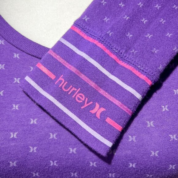Women's Hurley Graphic Long Sleeve Tee | Purple | Size Small | Scoop Neck Top - Picture 6 of 10